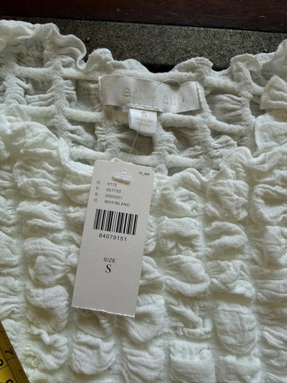 Off white Smock Puffy Sleeve Crop Top Anthropolgie chunky small BNWT beachy prep